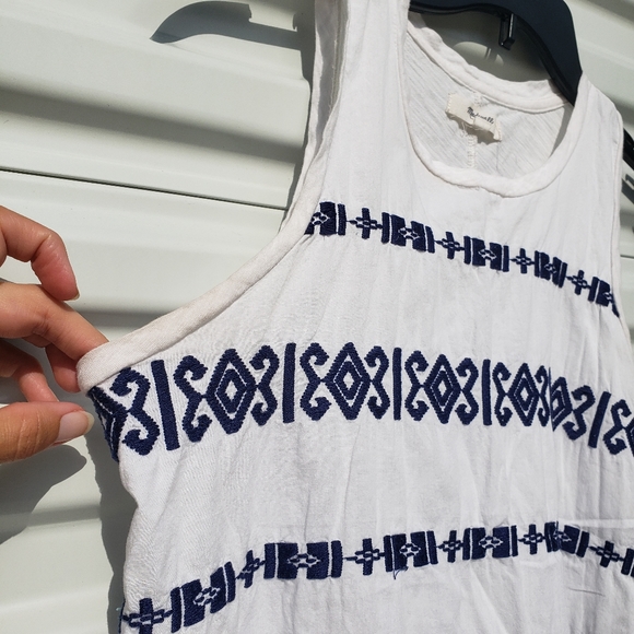 Madewell blue and white embroidered tank top - Picture 3 of 6